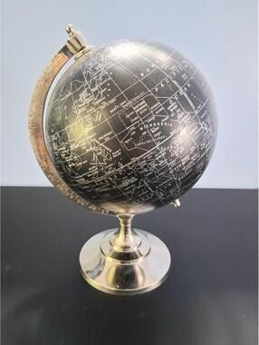 Vintage Torre & Tagus Black and Chrome 12" Tall, 8"  Diameter World Globe